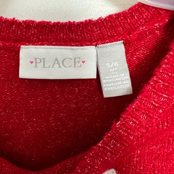 Girls Sequin Christmas Cat Sweater - Red - Picture 3 of 7